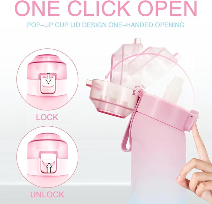 650ml Air Scent Water Bottle BPA Free Sports Cup 1 Flavour Pod Pink Blue