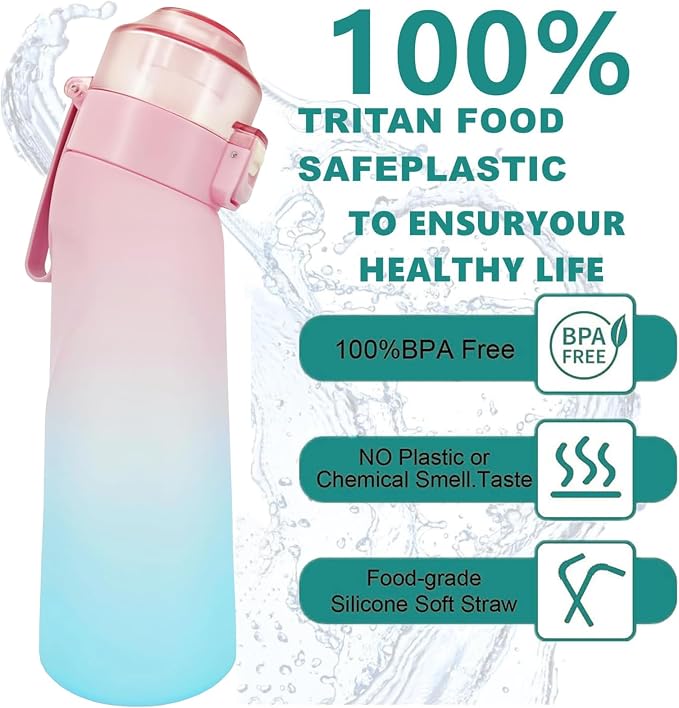 650ml Air Scent Water Bottle BPA Free Sports Cup 1 Flavour Pod Pink Blue