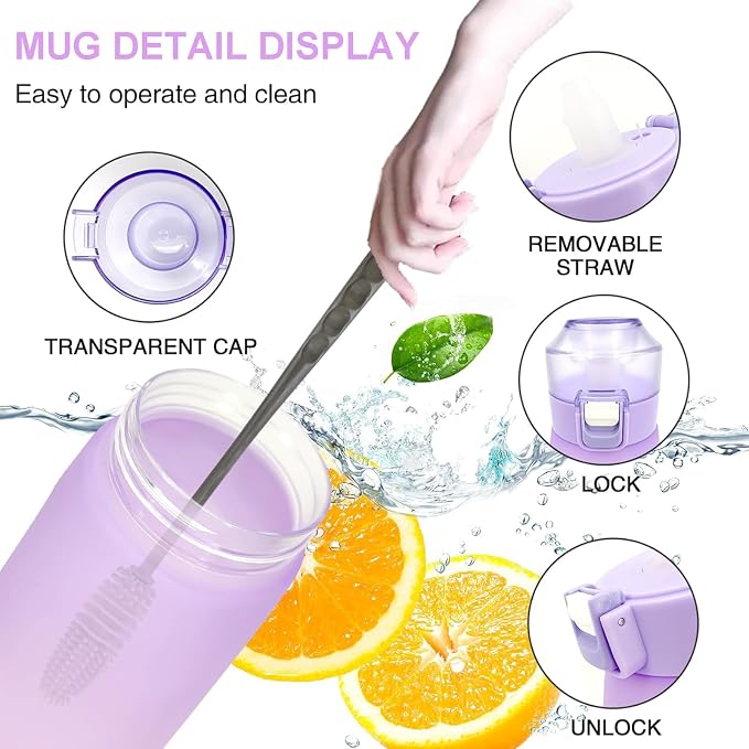 650ml Air Up Scent Water Bottle BPA Free Flavored Sports Cup Straw Pods Purple Pink
