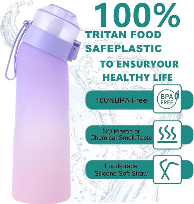 650ml Air Up Scent Water Bottle BPA Free Flavored Sports Cup Straw Pods Purple Pink