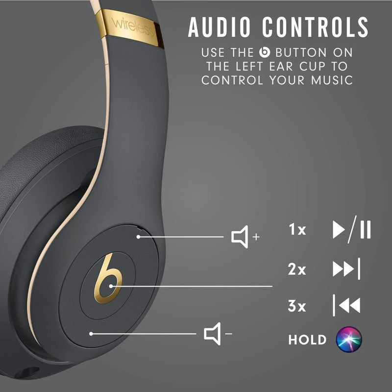 Beats Studio3 Wireless Over-Ear Headphones (Shadow Grey) with Apple W1 Chip & Gold Accents
