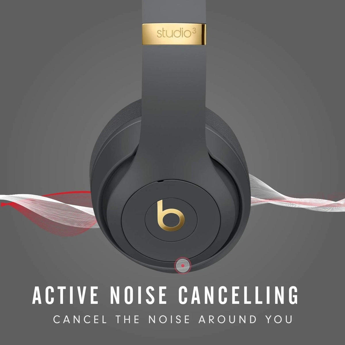 Beats Studio3 Wireless Over-Ear Headphones (Shadow Grey) with Apple W1 Chip & Gold Accents