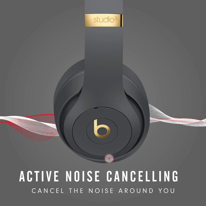 Beats Studio3 Wireless Over-Ear Headphones (Shadow Grey) with Apple W1 Chip & Gold Accents