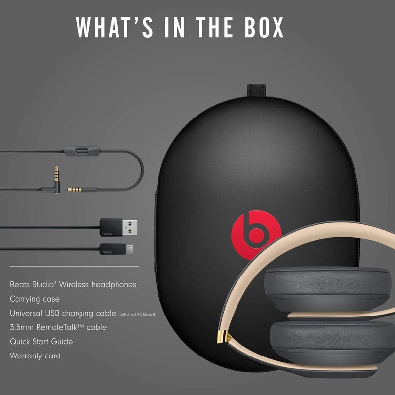 Beats Studio3 Wireless Over-Ear Headphones (Shadow Grey) with Apple W1 Chip & Gold Accents