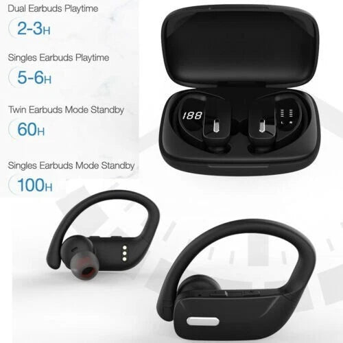 TWS Bluetooth 5.3 Wireless Earbuds with Ear Hooks | Sports Stereo Earphones